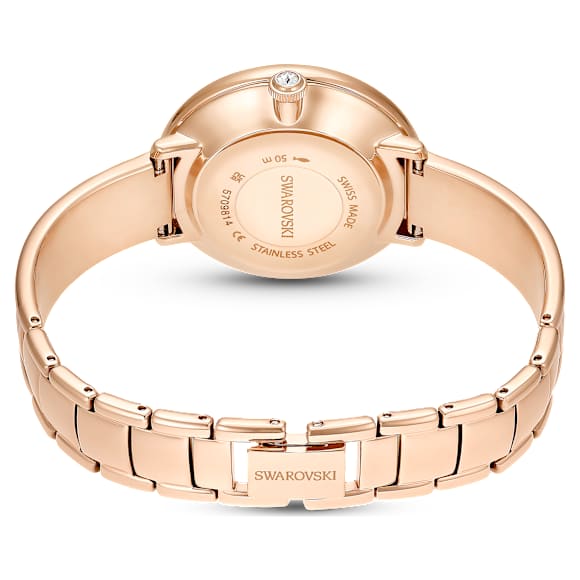 Crystalline Bangle นาฬิกา, Swiss Made, สร้อยข้อมือโลหะ, เบจ, เคลือบโทนสีโรสโกลด์ - Swarovski, 5709814
