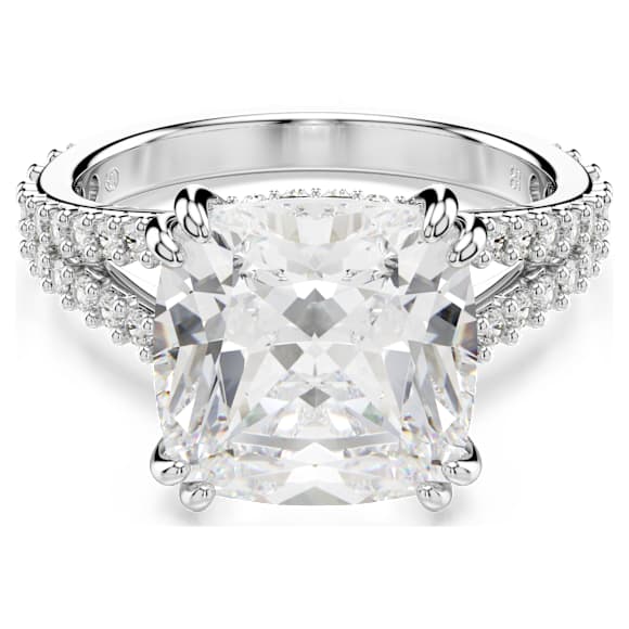 Anel Stilla, Lapidação quadrada, Branco, Acabamento em prata - Swarovski, 5709901