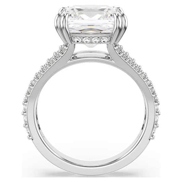 Anel Stilla, Lapidação quadrada, Branco, Acabamento em prata - Swarovski, 5709901