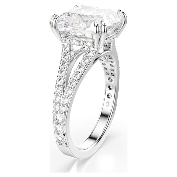 Stilla cocktail ring, Square cut, Pavé, White, Rhodium plated - Swarovski, 5709902