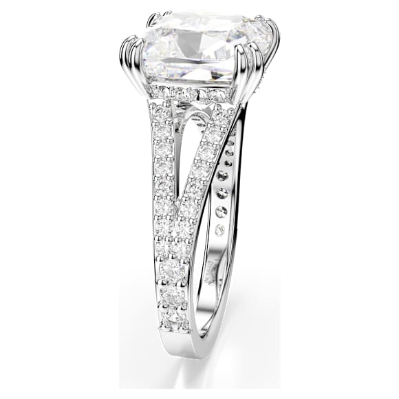 Stilla cocktail ring, Square cut, Pavé, White, Rhodium plated - Swarovski, 5709905