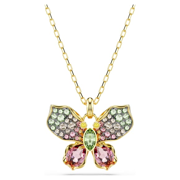 Idyllia Kolye, Karışık kesimler, Pavé, Kelebek, Çok renkli, Altın rengi kaplama - Swarovski, 5709950