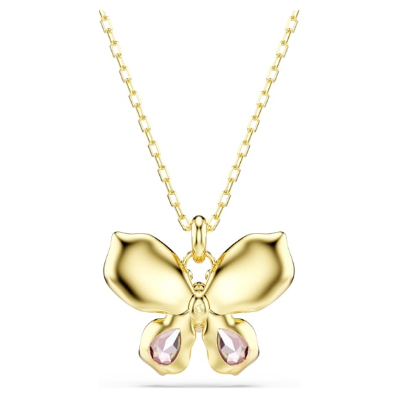 Idyllia pendant, Mixed cuts, Pavé, Butterfly, Multicolored, 18K gold finish - Swarovski, 5709950