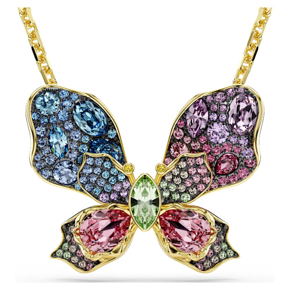 Idyllia pendant and brooch Mixed cuts Pav Butterfly Multicoloured