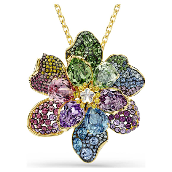 Idyllia 鏈墜和胸針, 混合式切割, 密鑲, 花朵, 漸層色, 鍍金（金色飾面） - Swarovski, 5709952