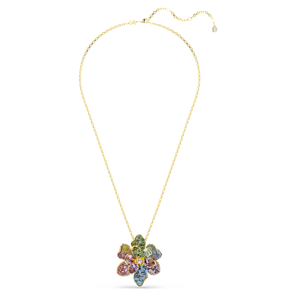 Idyllia Anhänger und Brosche, Verschiedene Schliffe, Pavé, Blume, Mehrfarbig, Goldlegierungsschicht - Swarovski, 5709952