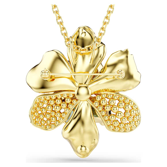Idyllia Anhänger und Brosche, Verschiedene Schliffe, Pavé, Blume, Mehrfarbig, Goldlegierungsschicht - Swarovski, 5709952