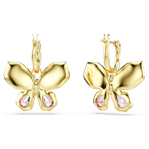 Idyllia drop earrings, Mixed cuts, Pavé, Butterfly, Multicolored, Gold-tone plated - Swarovski, 5709953