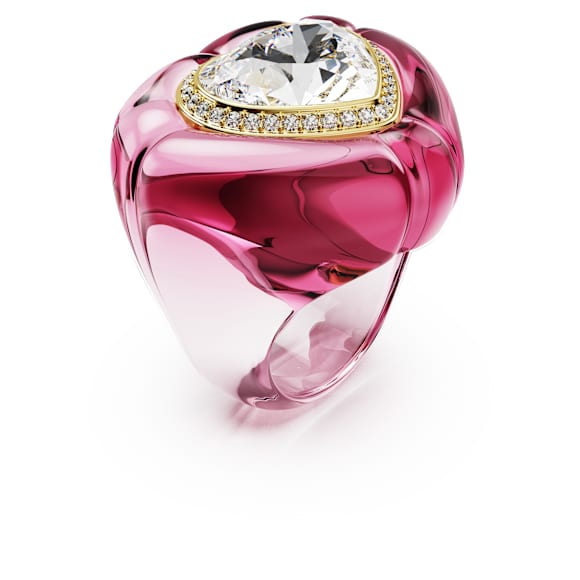 Dulcis cocktail ring, Heart cut, Pavé, Heart, Pink - Swarovski, 5709996