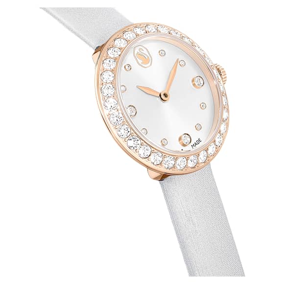 Ročna ura Matrix Tennis, Izdelano v Švici, Usnjeni jermen, Siva, Prevleka v rožnato zlatem odtenku - Swarovski, 5710105