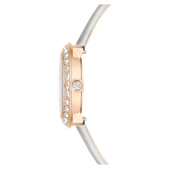 Matrix Tennis 手錶, 瑞士製造, 真皮錶帶, 灰色, 玫瑰金色潤飾 - Swarovski, 5710105