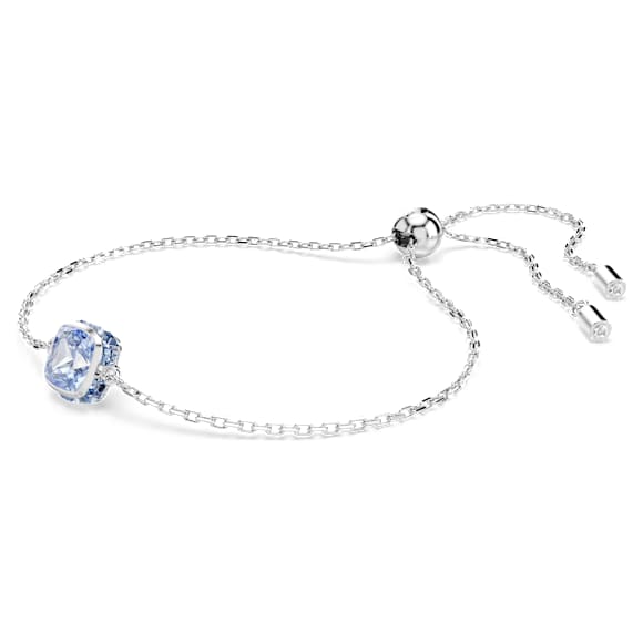 Birthstone bracelet, Square cut, March, Blue, Rhodium plated - Swarovski, 5710515