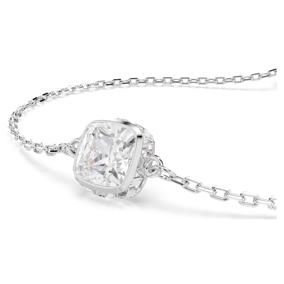 Birthstone bracelet, Square cut, April, White, Rhodium plated - Swarovski, 5710517