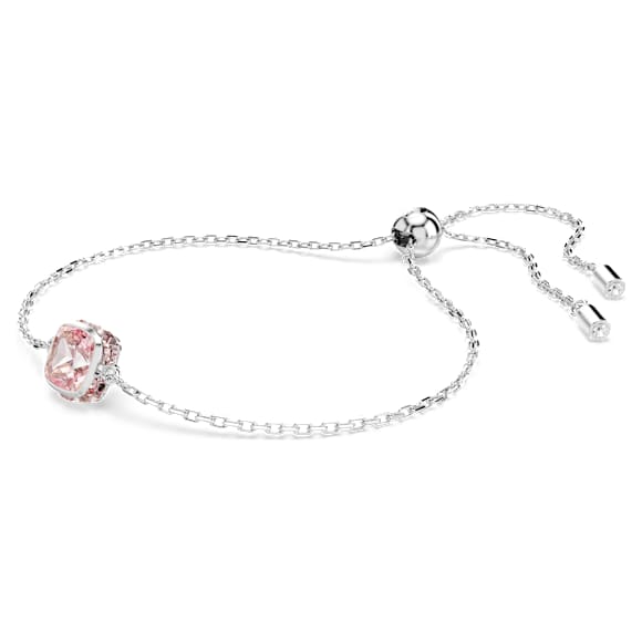Birthstone bracelet, Square cut, June, Pink, Rhodium plated - Swarovski, 5710518