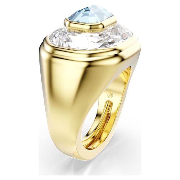 Chroma リング, オクタゴンカット, ブルー, ゴールドトーン・プレー