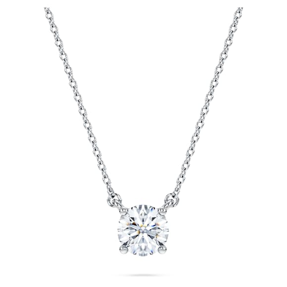 Eternity solitaire pendant, Lab-grown diamonds 0.5 ct tw, Round shape, 14K white gold - Swarovski, 5710549
