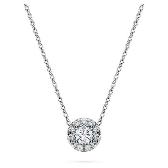 Eternity halo solitaire pendant, Lab-grown diamonds 0.23 ct tw, Round shape, Sterling silver - Swarovski, 5710555