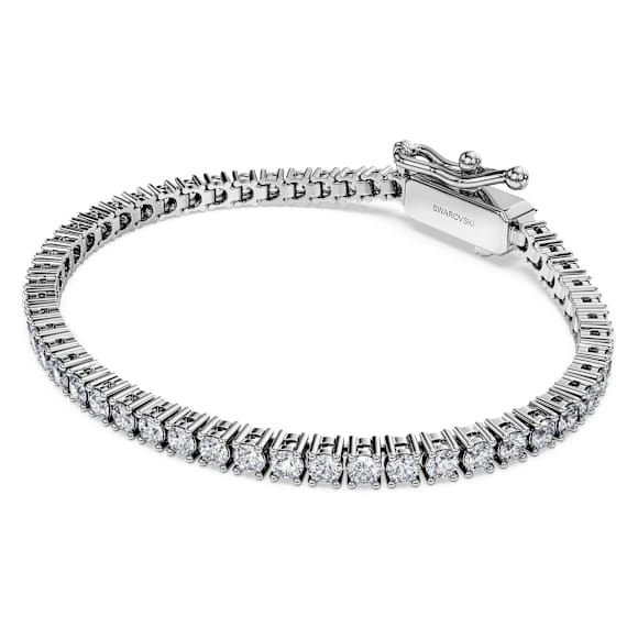 Eternity Tennis bracelet, Lab-grown diamonds 3 ct tw, Round shape, 14K white gold - Swarovski, 5710556