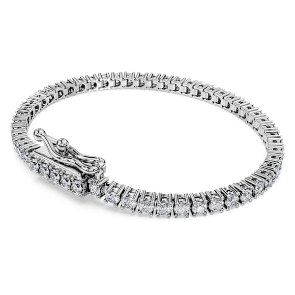 Eternity Tennis bracelet, Lab-grown diamonds 3 ct tw, Round shape, 14K white gold - Swarovski, 5710556