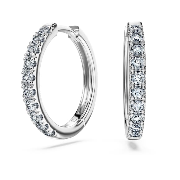 Eternity hoop earrings, Lab-grown diamonds 0.5 ct tw, Large, 14K white gold - Swarovski, 5710558