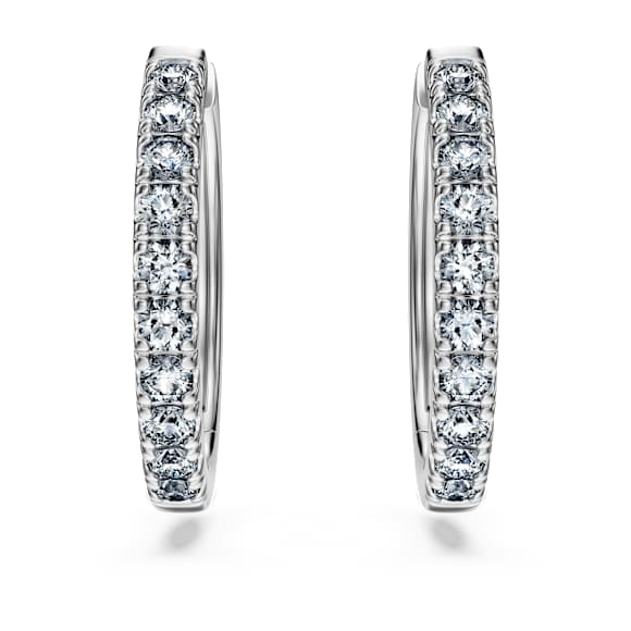 Eternity hoop earrings, Lab-grown diamonds 0.5 ct tw, Large, 14K white gold - Swarovski, 5710558
