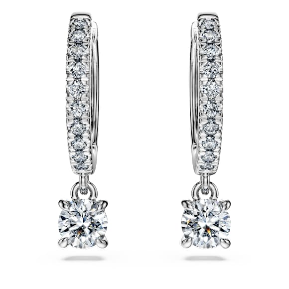 Eternity drop earrings, Lab-grown diamonds 0.7 ct tw, Round shape, 14K white gold - Swarovski, 5710567