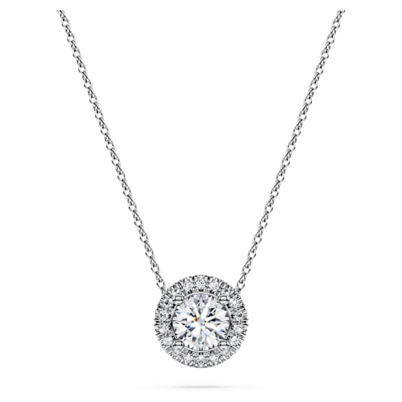 Eternity halo solitaire pendant, Lab-grown diamonds 0.59 ct tw, Round shape, 14K white gold - Swarovski, 5710569