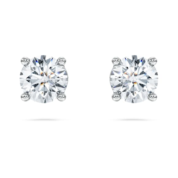 Eternity solitaire stud earrings, Lab-grown diamonds 1 ct tw, Round shape, 14K white gold - Swarovski, 5710575