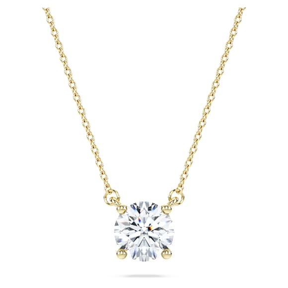 Eternity solitaire pendant, Lab-grown diamonds 1 ct tw, Round shape, 14K yellow gold - Swarovski, 5710576