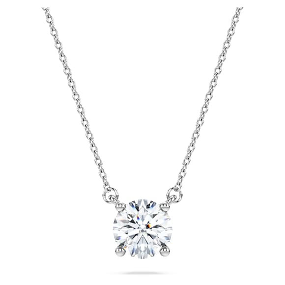 Eternity solitaire pendant, Lab-grown diamonds 1 ct tw, Round shape, 14K white gold - Swarovski, 5710579