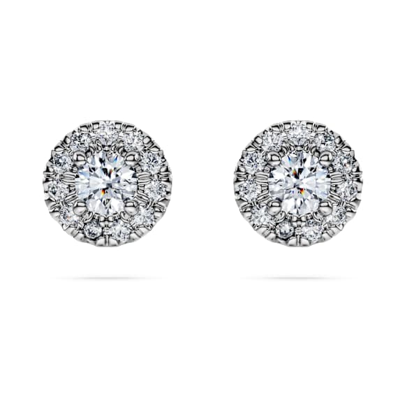 Eternity halo stud earrings, Lab-grown diamonds 0.45 ct tw, Round shape, Sterling silver - Swarovski, 5710581