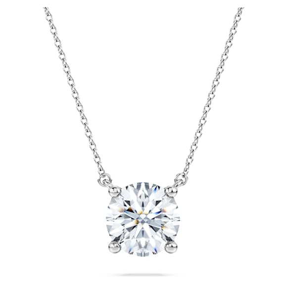 Eternity solitaire pendant, Lab-grown diamonds 2 ct tw, Round shape, 14K white gold - Swarovski, 5710583