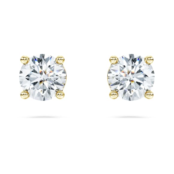 Eternity solitaire stud earrings, Lab-grown diamonds 1 ct tw, Round shape, 14K yellow gold - Swarovski, 5710588