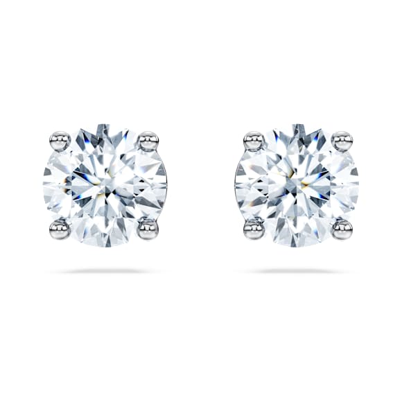 Eternity solitaire stud earrings, Lab-grown diamonds 2 ct tw, Round shape, 14K white gold - Swarovski, 5710600