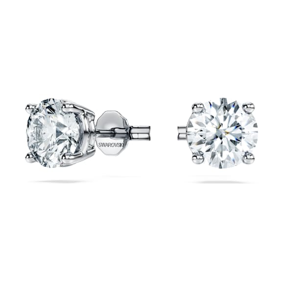 Eternity solitaire stud earrings, Lab-grown diamonds 2 ct tw, Round shape, 14K white gold - Swarovski, 5710600