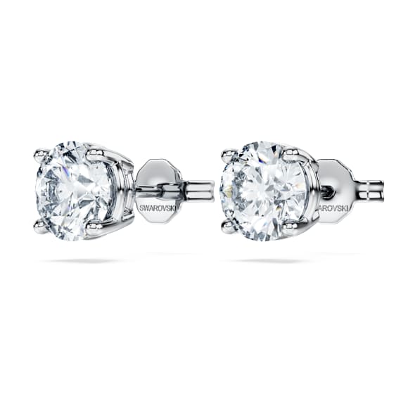 Eternity solitaire stud earrings, Lab-grown diamonds 2 ct tw, Round shape, 14K white gold - Swarovski, 5710600