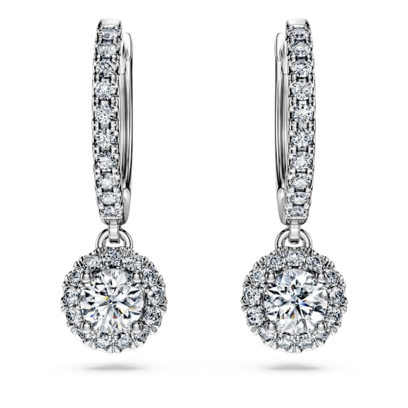Eternity drop earrings, Lab-grown diamonds 1.1 ct tw, Round shape, 14K white gold - Swarovski, 5710603
