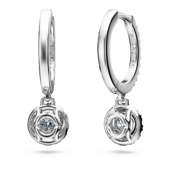 Eternity drop earrings, Lab-grown diamonds 1.1 ct tw, Round shape, 14K white gold - Swarovski, 5710603