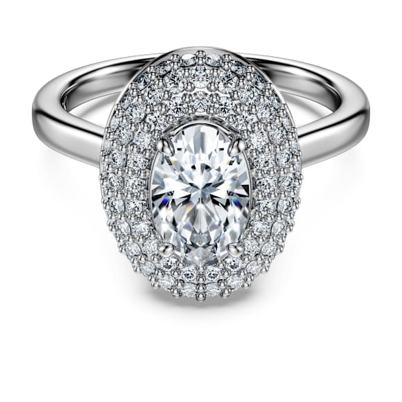 Eternity halo solitaire ring, Lab-grown diamonds 1.5 ct tw, Mixed shapes, 14K white gold - Swarovski, 5710630