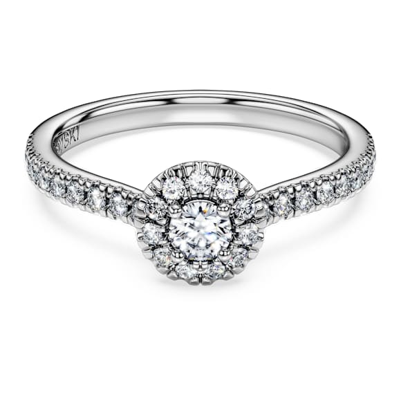 Eternity halo solitaire ring, Lab-grown diamonds 0.45 ct tw, Round shape, Sterling silver - Swarovski, 5710632