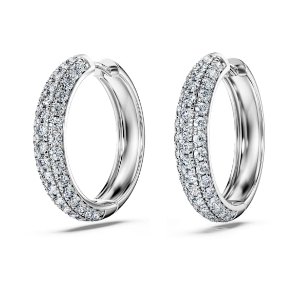 Eternity hoop earrings, Lab-grown diamonds 2 ct tw, Round shape, 14K white gold - Swarovski, 5710640
