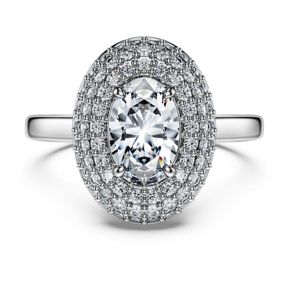 Eternity halo solitaire ring, Lab-grown diamonds 1.5 ct tw, Mixed shapes, 14K white gold - Swarovski, 5710643