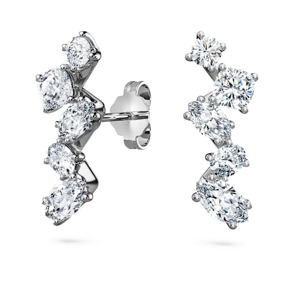 Galaxy ear cuffs, Lab-grown diamonds 1.25 ct tw, Mixed shapes, 14K white gold - Swarovski, 5710652