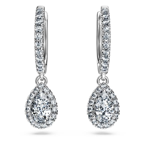 Eternity drop earrings, Lab-grown diamonds 1.25 ct tw, Mixed shapes, 14K white gold - Swarovski, 5710658