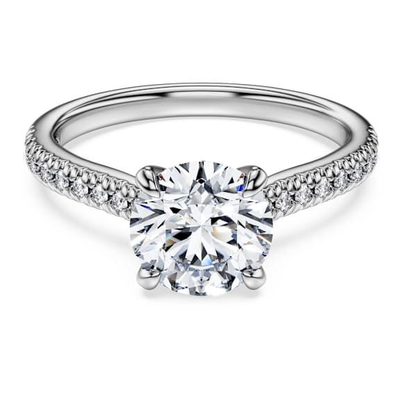 Eternity solitaire ring, Lab-grown diamonds 1.7 ct tw, Round shape, 14K white gold - Swarovski, 5710661