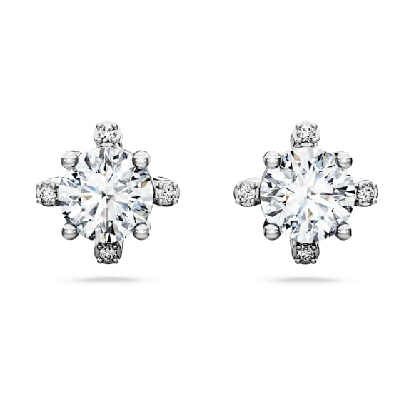 Galaxy stud earrings, Lab-grown diamonds 2.1 ct tw, Round shape, 14K white gold - Swarovski, 5710712