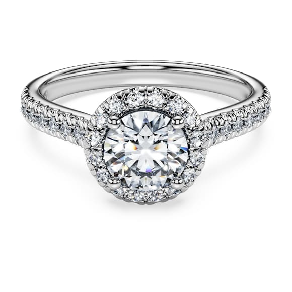 Eternity halo solitaire ring, Lab-grown diamonds 1.33 ct tw, Round shape, 14K white gold - Swarovski, 5710765
