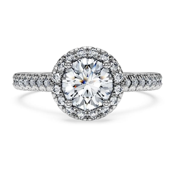 Eternity halo solitaire ring, Lab-grown diamonds 1.33 ct tw, Round shape, 14K white gold - Swarovski, 5710765