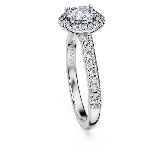 Eternity halo solitaire ring, Lab-grown diamonds 1.33 ct tw, Round shape, 14K white gold - Swarovski, 5710773