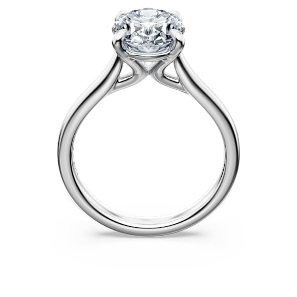 Eternity solitaire ring, Lab-grown diamonds 3 ct tw, Oval shape, 14K white gold - Swarovski, 5710794